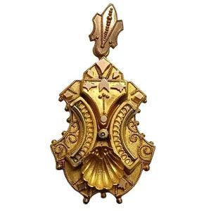 Antique Victorian Etruscan 10K Gold Locket Pendant